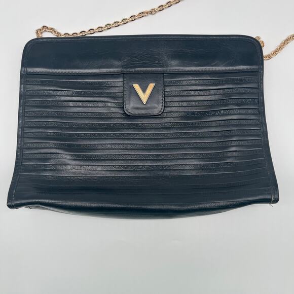 MARIO VALENTINO Leather Clutch or Crossbody Bag, Black, AUTHENTIC LUXURY - Picture 9 of 10